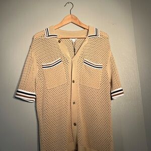 Reiss Cotton Blend Crochet Shirt